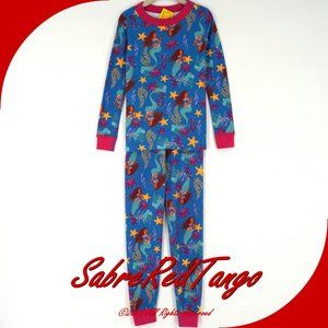 NWT Hanna Andersson Organic Long Johns Pajamas Little Mermaid Blue 100 4T 4